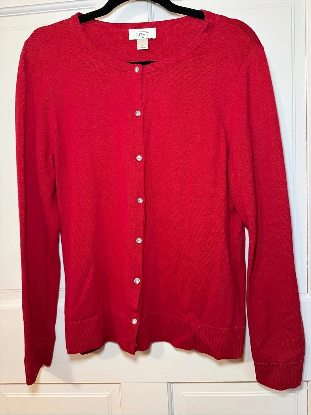 LOFT Cardigan in Red Large Like New